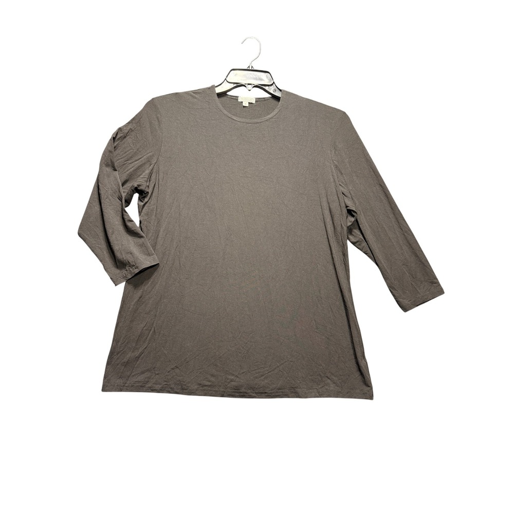 Pea Bee + Jae Top Women XL Charcoal Modal Spandex 3/4 Sleeve Solid Basic 526